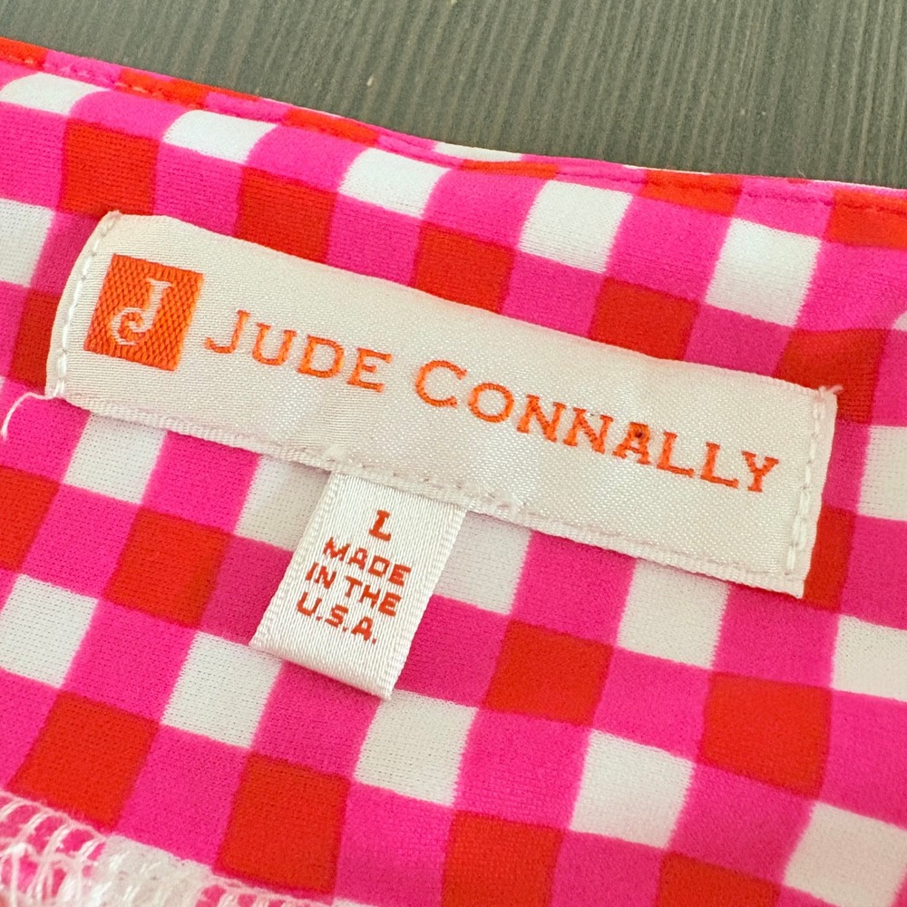 Jude Connally Skort Sonia Large Pink Gingham Preppy Golf Tennis Jude Cloth - Picture 6 of 10
